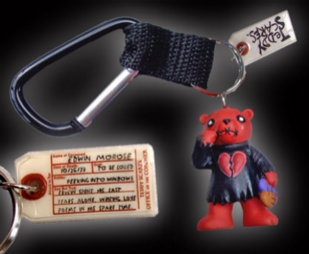 Teddy scares Edwin Monrose keyring